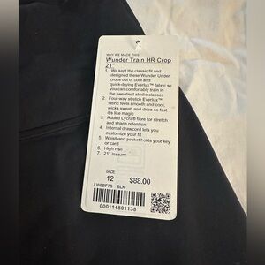 NWT LULULEMON WUNDER TRAIN HR CROP 21” BLACK LEGGINGS